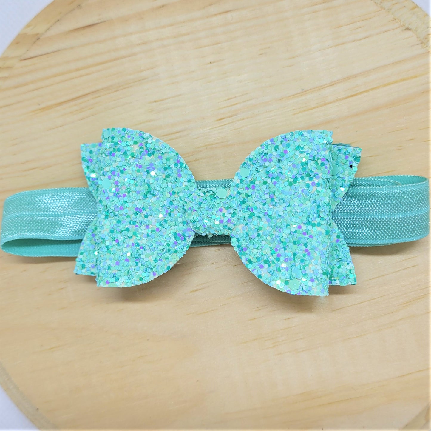 Aquamarine Glitter Classic Bow Headband