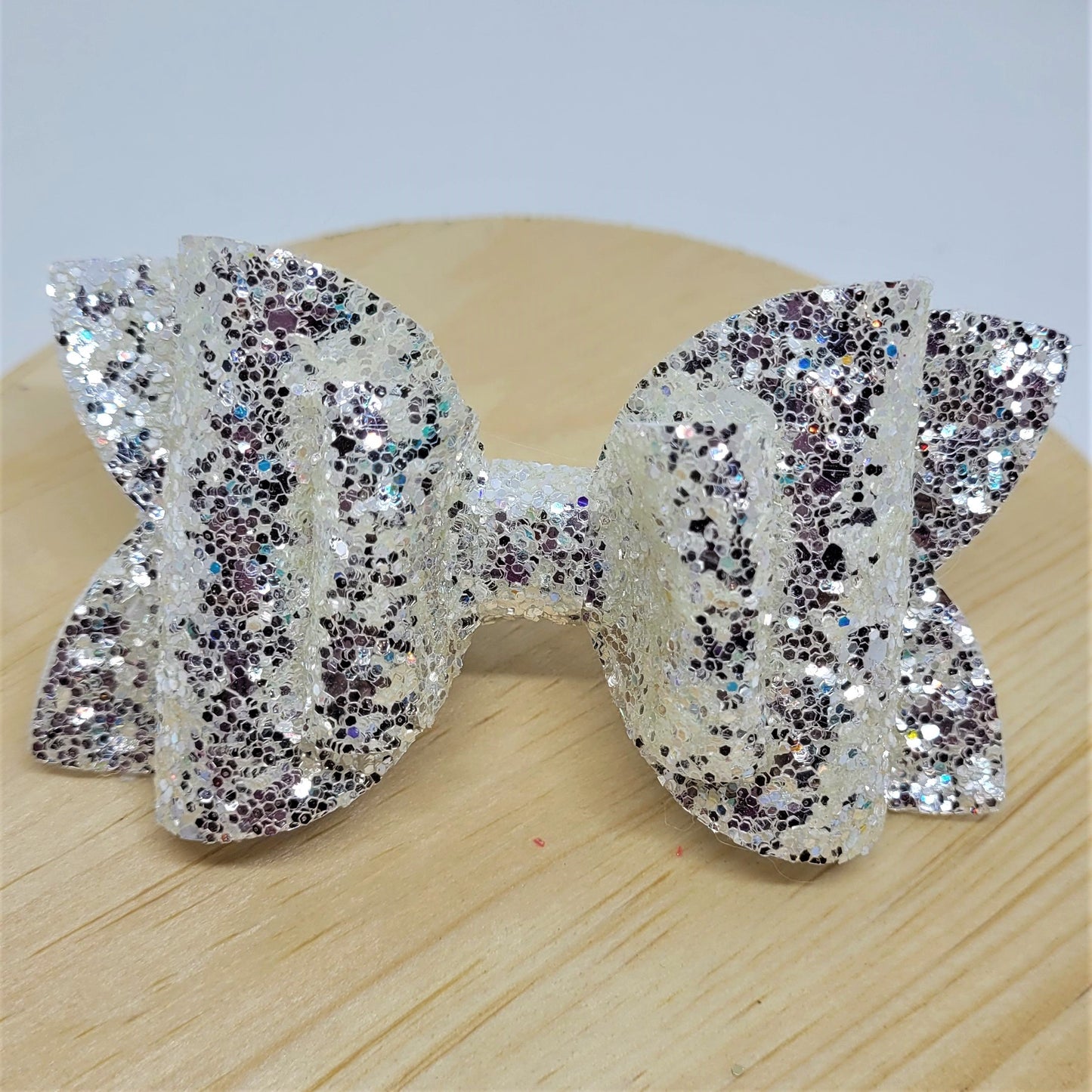 4"Silver Glitter Classic Bow