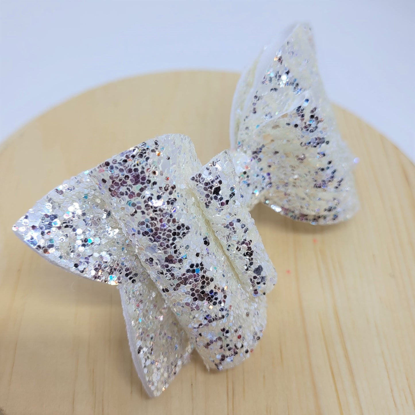 4"Silver Glitter Classic Bow