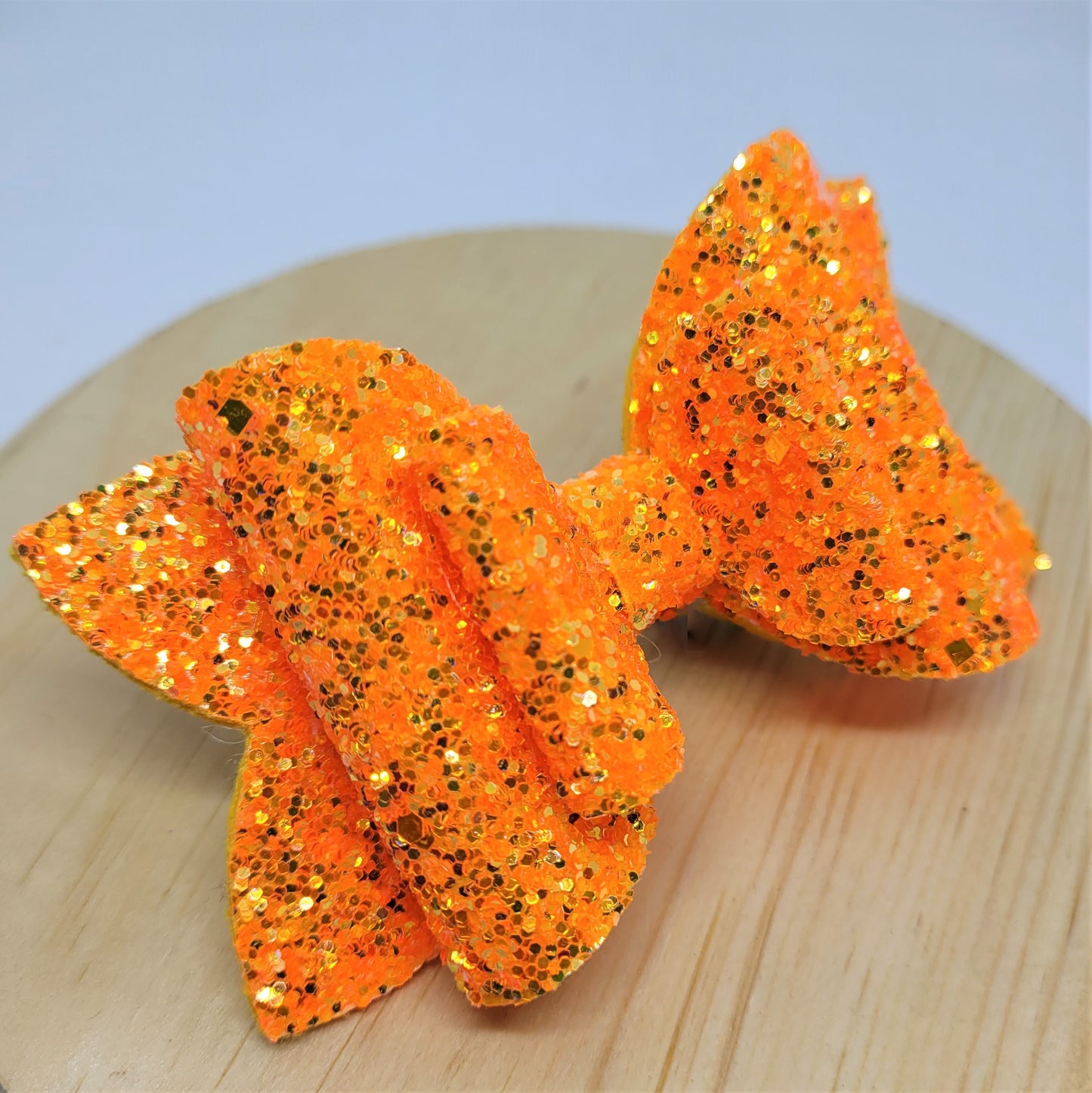 4" Orange Sparkly Glitter Classic Bow
