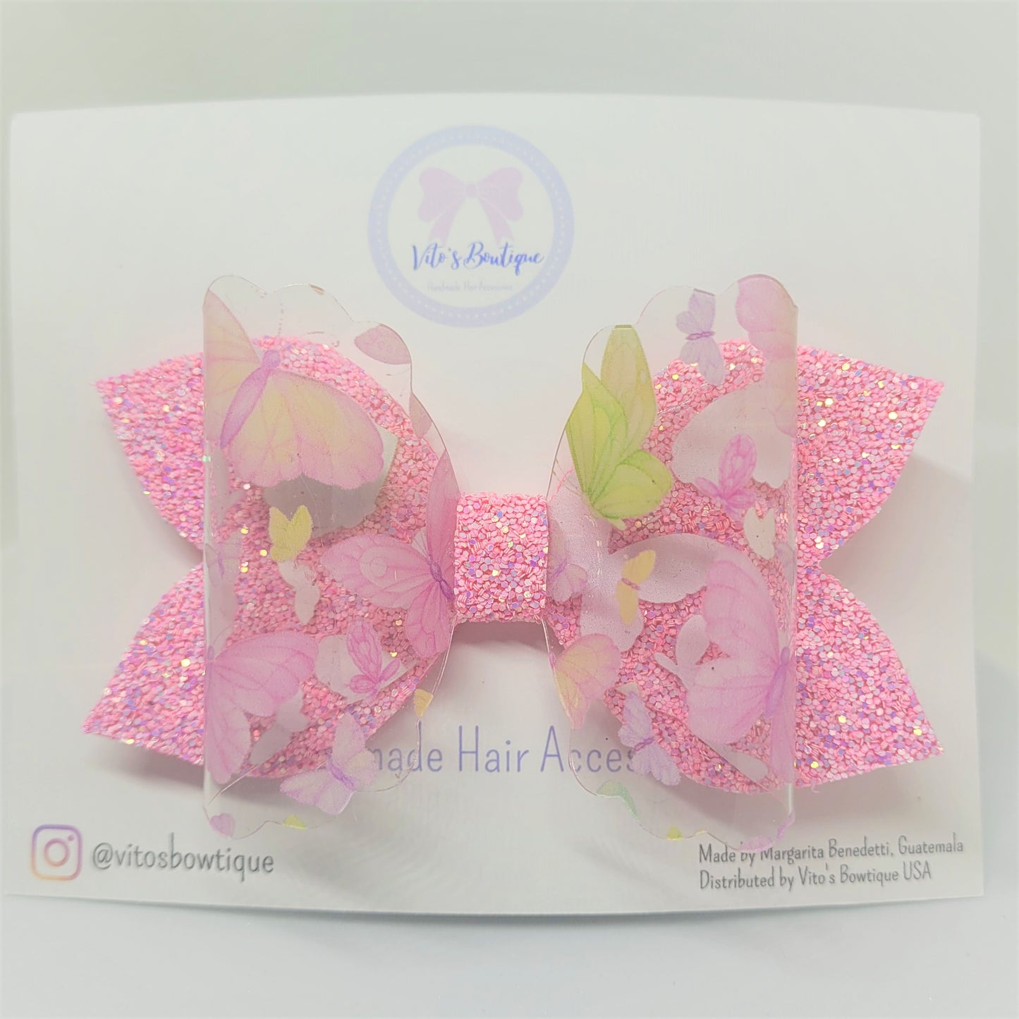 Pink Butterfly Jelly  Bow