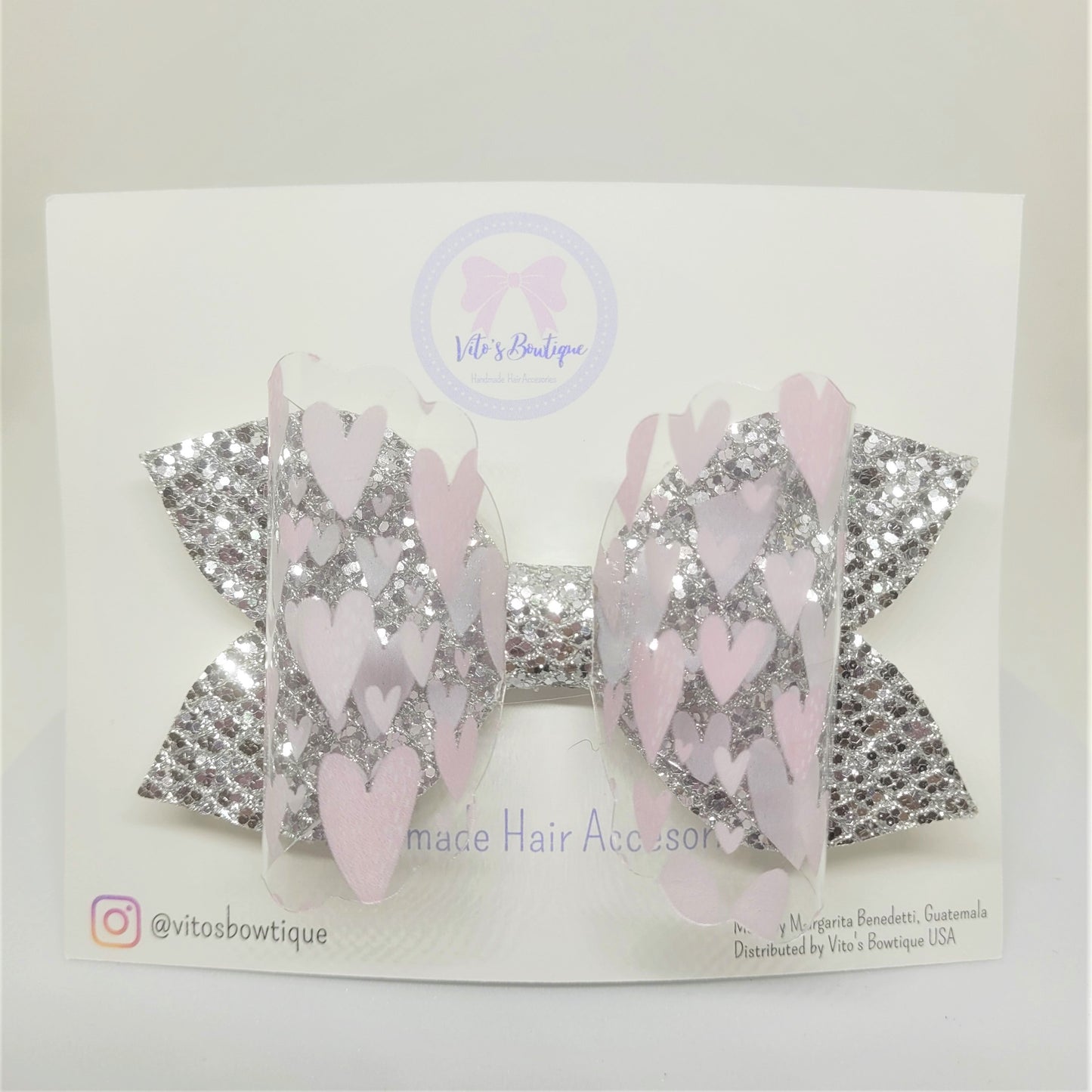Pink Hearts Jelly Bow
