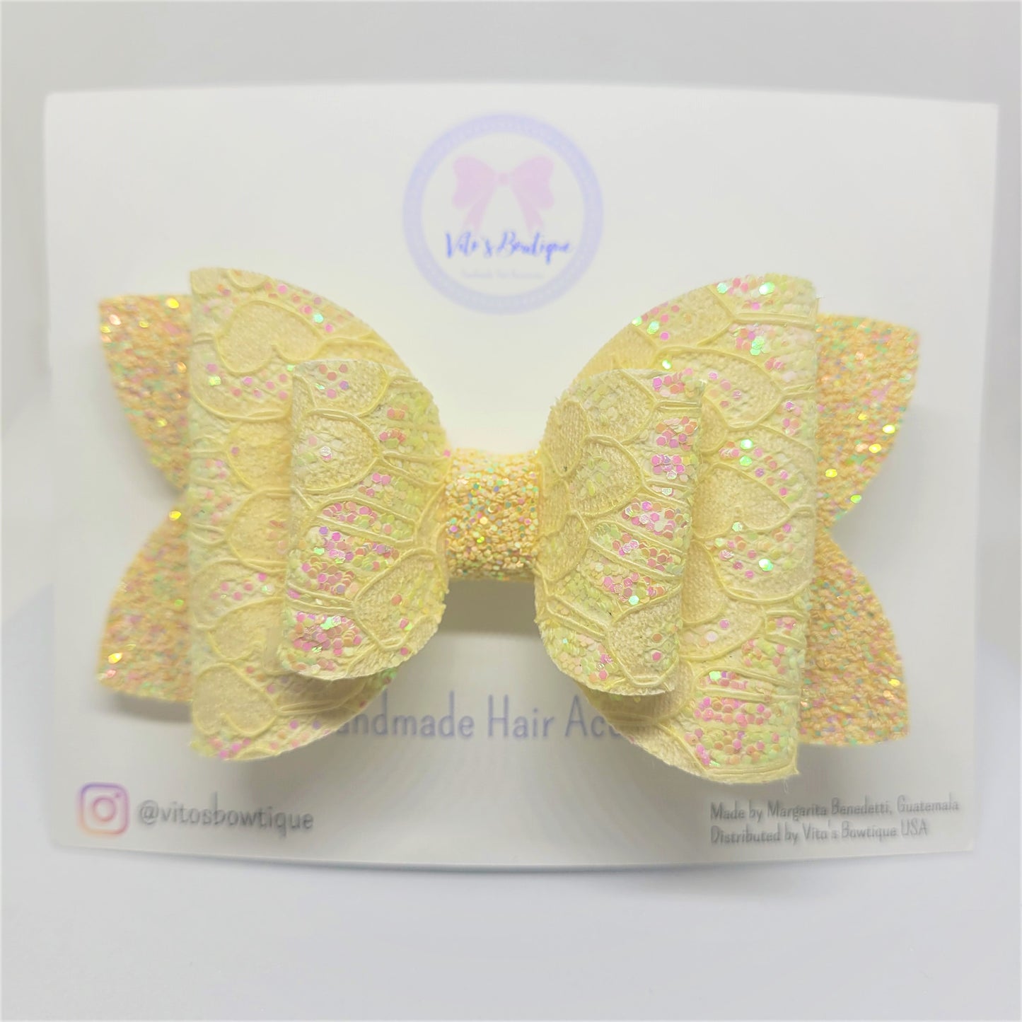4" Yellow  Glitter Classic Bow