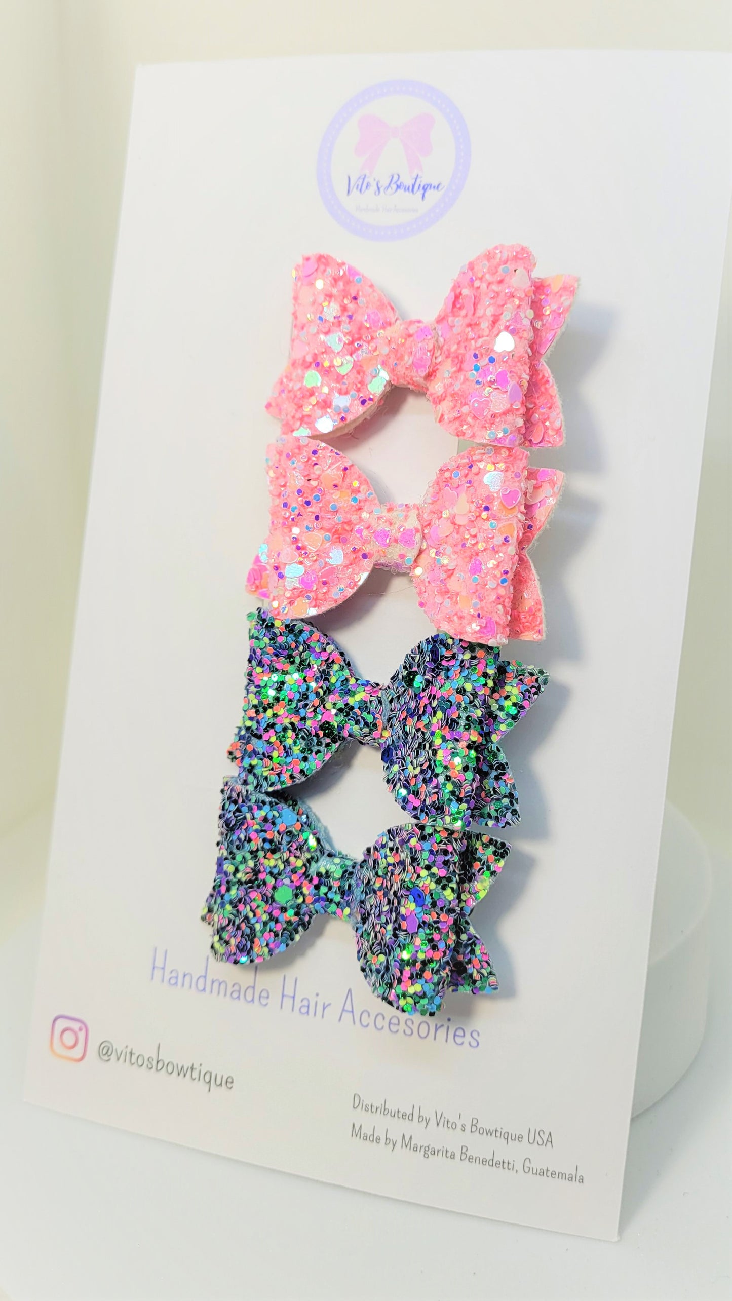 Heart Pink and Colors Dolly Bow Set